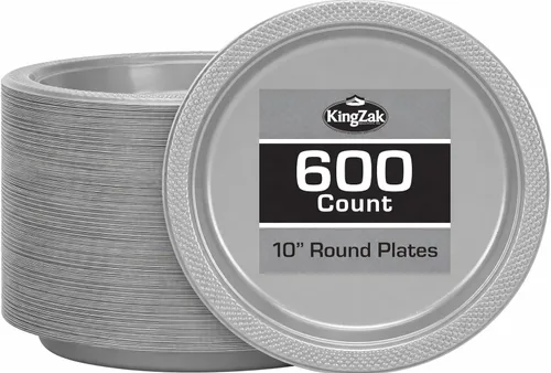 Vista 22 de Hanna K. Signature - Platos de plástico negro para fiesta, platos desechables de 7 pulgadas, 50 unidades, suministros de fiesta para aperitivos