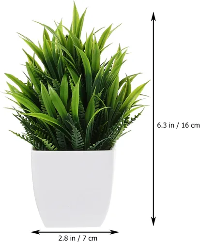 Vista 5 de VOSAREA Flores falsas, plantas de imitación, 3 piezas, pequeñas plantas falsas con plantas, plantas artificiales con plantas para el hogar, oficina