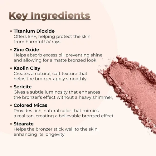 Vista 3 de BRONZER - Polvo bronceador de maquillaje mineral con base de brillo solar de cara desnuda (tarro de muestra de 0.11 onzas)
