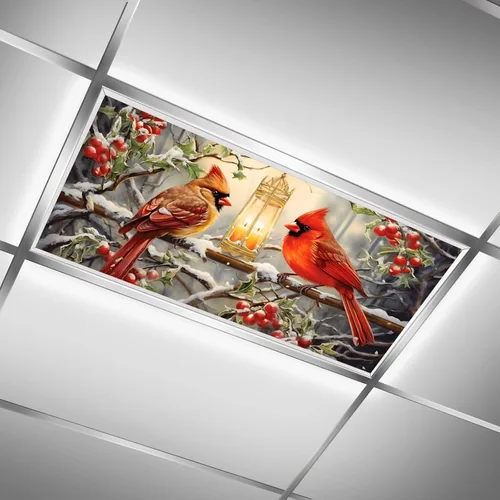 Vista 9 de Cubiertas de luz fluorescente de ciervos navideños para aula, 4 x 2 pies, cubierta roja para luz de techo de automóvil, decoración de hospital