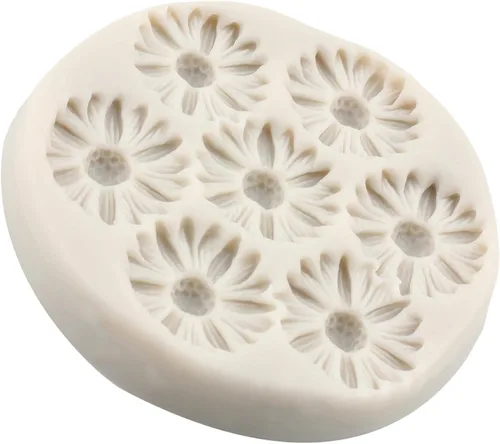 Vista 9 de Moldes de Silicona de Flores de Margarita Molde de Fondant de Flor de Crisantemo Para Decoración de Pasteles Adornos de Cupcakes Dulces Chocolate