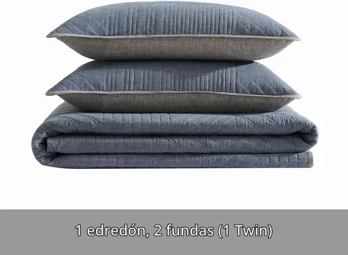 Vista 5 de Eddie Bauer - Juego de edredón reversible 100% algodón con funda a juego Azul lago oculto