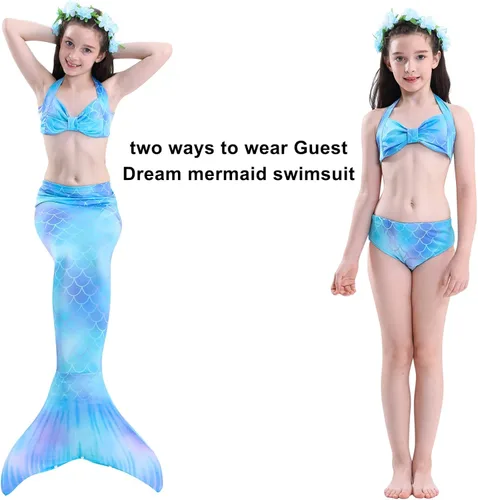 Vista 6 de Mermaid Tails - Traje de baño de princesa para niñas Cerulean
