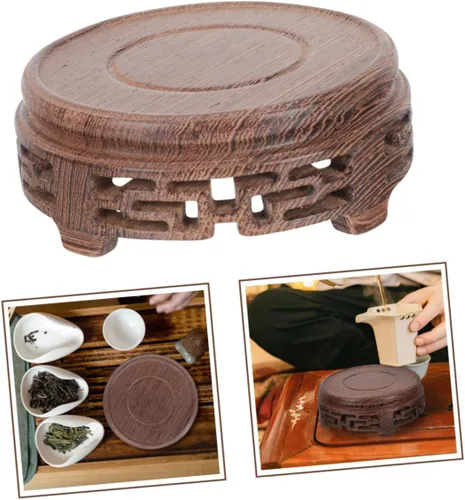 Vista 2 de DECHOUS Soporte de exhibición para taza de té, soporte de maceta para el hogar, maceta de madera, escritorio, 4 uds