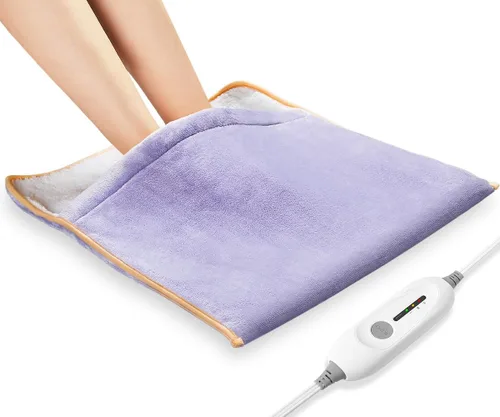 Vista 8 de Calentador de pies eléctrico, almohadilla térmica tamaño king de franela ultra suave, extra grande para cama, abdomen, pies, espalda, calambres