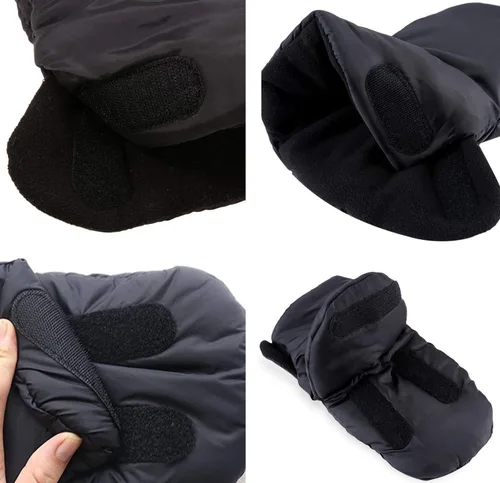 Vista 5 de Guantes de invierno para cochecito, manopla universal para cochecito, resistente al agua, resistente al viento, manguito de mano para cochecito