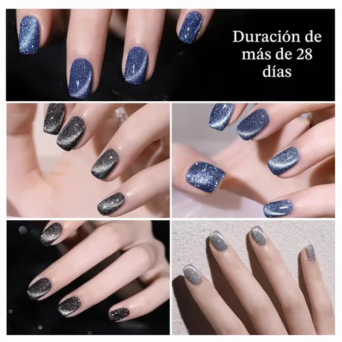 Vista 6 de X&D Juego de esmaltes de uñas de gel Cat Eye en arco iris reflectante con efecto holográfico magnético, 0.2 fl oz de esmalte de uñas para arte de 1