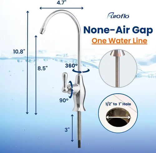 Vista 4 de Grifo de ósmosis inversa cromado, grifo de agua potable sin plomo certificado NSF para sistema de filtración de agua debajo del fregadero y sistema