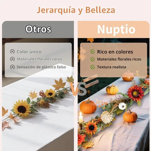 Vista 4 de NUPTIO Guirnalda de otoño con calabaza de girasol: decoración de otoño de 6