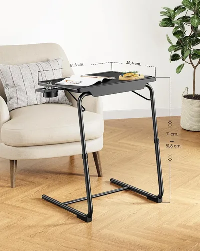 Vista 2 de LORYERGO Bandeja para TV - Mesa para TV, Bandejas de Mesa Plegables, con 6 Alturas y 3 Ángulos de Inclinación, Bandeja para TV con Portavasos