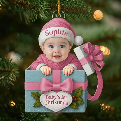 Vista 13 de DILYPOD Adorno personalizado para la primera Navidad del bebé 2025, recuerdo acrílico personalizado con efecto 3D de luna, regalo personalizado