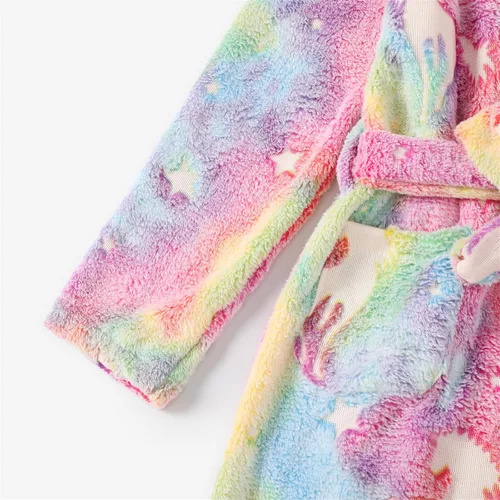 Vista 4 de PATPAT Bata de baño de forro polar suave, regalos para niñas, ropa de dormir con bolsillos de 2 a 14 años
