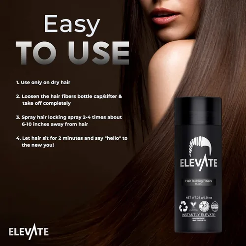 Vista 11 de ELEVATE Fibras capilares para adelgazar el cabello, tamaño grande, botella de 1.41 onzas, fibras de queratina 100% naturales indetectables