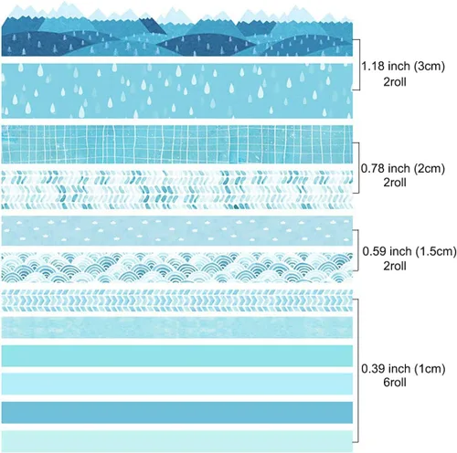 Vista 4 de Vilihkc Washi Tape - Juego de 12 rollos de cinta adhesiva decorativa Washi para manualidades, niños, álbumes de recortes, diario de viñas, envoltura