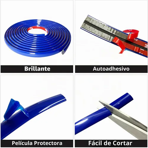 Vista 7 de Azul oscuro para automóvil, moto, bicicleta, autoadhesivo, moldura exterior e interior, universal, parachoques de salpicadero, ventana, puerta