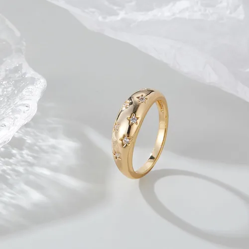 Vista 5 de Anillos de oro para mujer, anillo de estrella de croissant chapado en oro de moda, apilable, anillos de declaración, joyería para adolescentes
