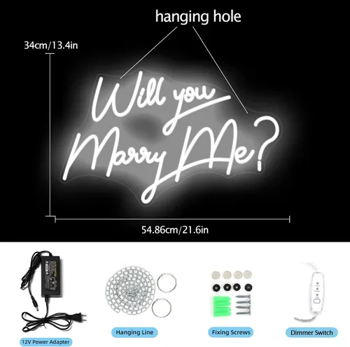Vista 5 de IbayNawi Letrero de luces LED de neón – Letreros con texto en inglés «Will You Marry Me» para decoración de fiesta de compromiso, propuesta