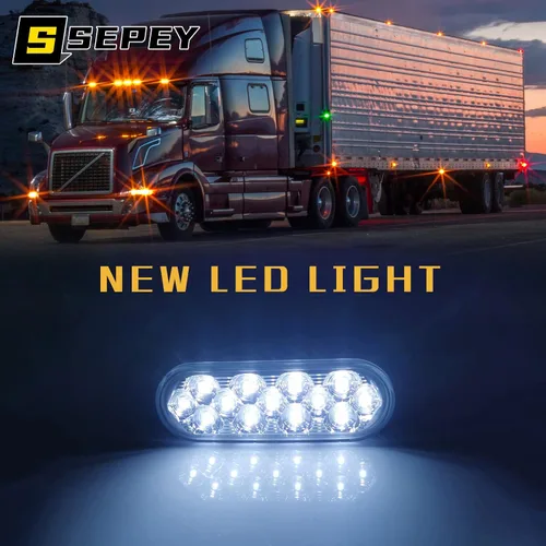 Vista 2 de Luz de respaldo LED ovalada de 6.5 pulgadas para remolque, 13 diodos, lámparas de luz de marcha atrás blanca, impermeables, luces traseras