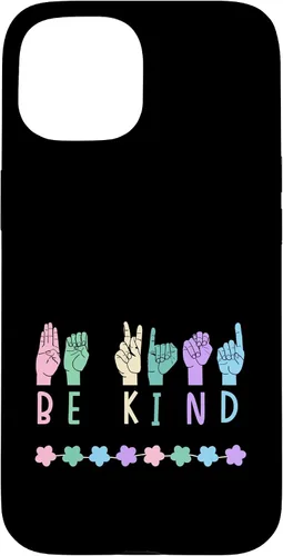 Vista 6 de Sign Language Be Kind Kindness ASL Pastel Pink Purple Blue Case for iPhone 16