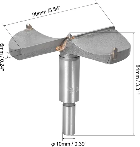 Vista 2 de uxcell Forstner - Broca de taladro para madera, 3.543 in de diámetro, sierra perforadora de carburo, punta de acero aleado, herramienta de corte
