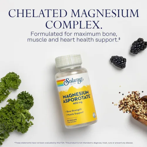 Vista 3 de SOLARAY Asporotato de magnesio 400 mg, 60 cápsulas vegetales