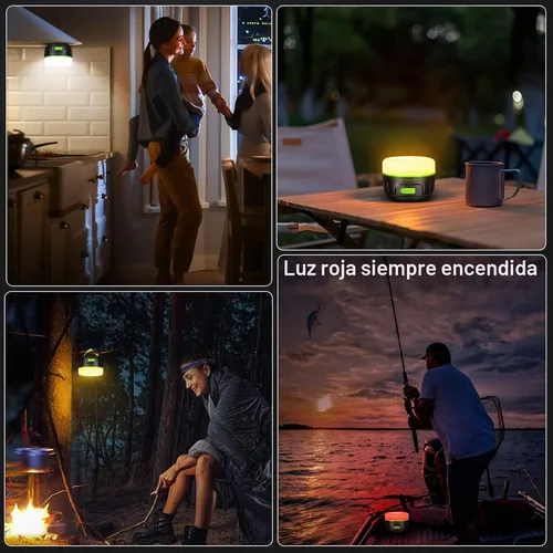 Vista 6 de Sinvitron - Linterna LED para campamento recargable con control remoto - 1000 lúmenes, 150 horas de duración, luz para tienda de campaña, 5200 mAh