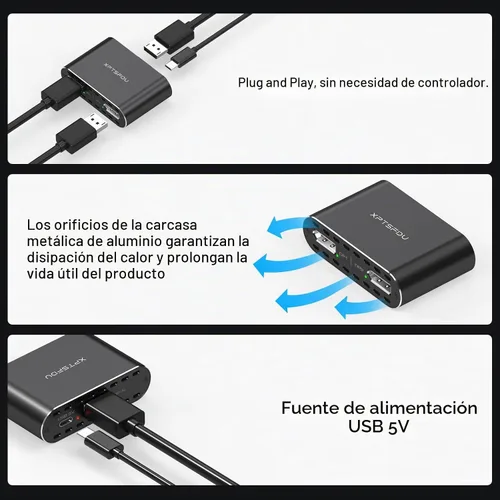 Vista 7 de Divisor DisplayPort a Dual Displayport 4K120Hz DP a DP dual para monitores duales compatible con pantalla espejada/extendida solo para Windows