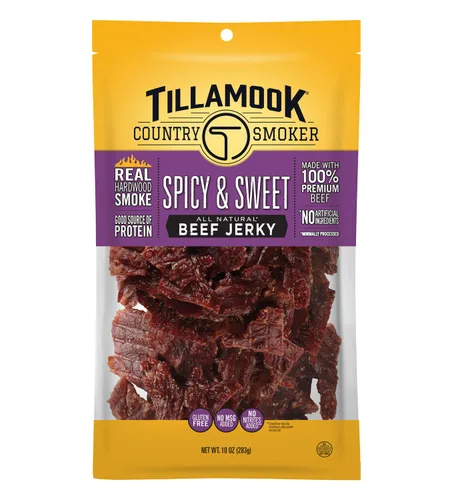 Vista 11 de Tillamook Country Smoker Carne Seca de Res Ahumada con Madera Dura Real, Glaseada con Miel, 10 Onzas