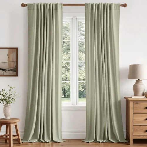 Vista 10 de MIULEE Cortinas de lino 100% opacas para dormitorio, 40 pulgadas de ancho x Marrón Oscuro