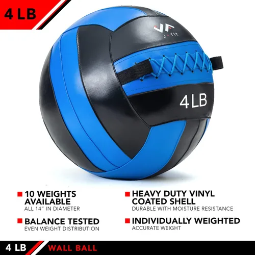 Vista 3 de JFit Wall Ball – Premium Soft Weighted Exercise Ball for Strength, Conditioning, Gym & Home Workouts, 4-30 LB