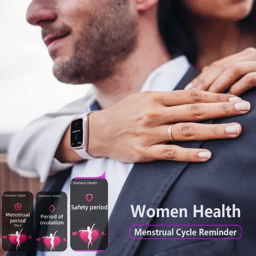 Vista 5 de FITVII Rastreador de fitness, reloj inteligente con monitor de presión arterial, frecuencia cardíaca y oxígeno en sangre 24/7, monitor de sueño