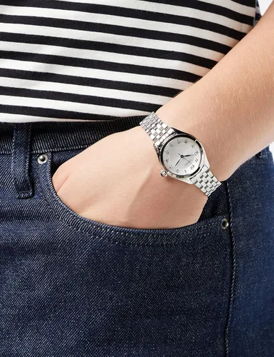 Vista 3 de Seiko Damen-Uhr Quarz Edelstahl mit Lederband