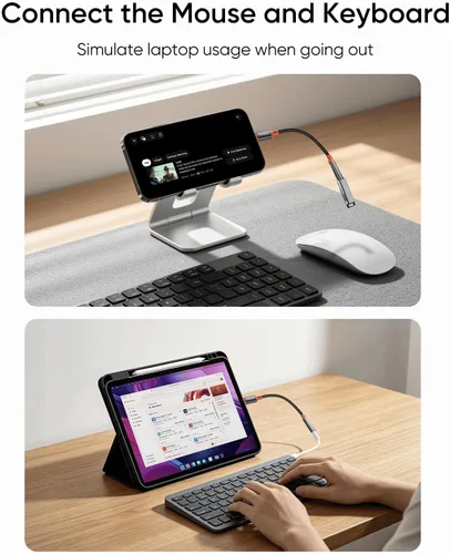 Vista 6 de mcdodo Adaptador 4 en 1 USB-C a Lightning OTG con función de carga/audio/OTG Tipo C hembra a Lightning Macho Adaptador de cable apto