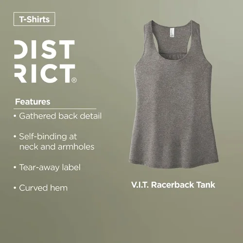 Vista 4 de District Women’s V.I.T. Racerback Tank - Stylish Casual Sleeveless Top, Basic Undershirt, Soft & Lightweight Fabric Gris (Grey Frost)