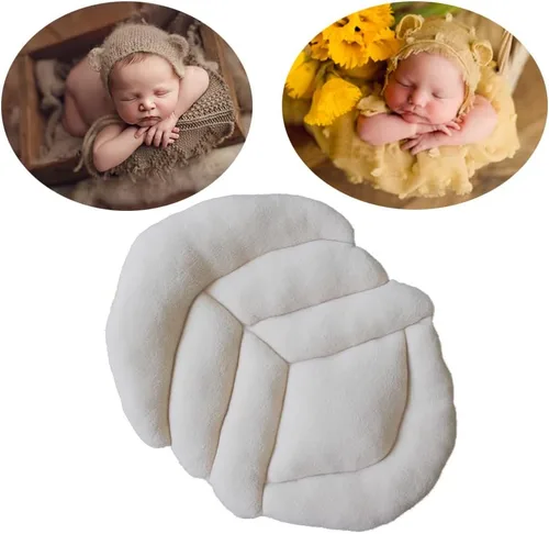 Vista 2 de CUTEBBPHOTO Alfombra de fondo para fotografía de recién nacido, accesorios para fotos de bebé, manta tejida hecha a mano para sesión de fotos