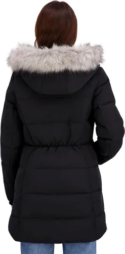 Vista 5 de Nautica Chaqueta acolchada pesada para mujer con capucha forrada de piel sintética Negro
