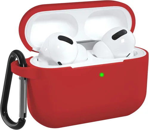 Vista 9 de Funda de silicona compatible con Apple AirPods Pro, funda protectora con mosquetón para AirPods 3 (luz de LED frontal visible)