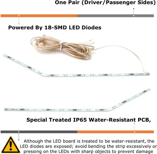 Vista 2 de iJDMTOY Kit de iluminación de fondo LED amarillo ámbar compatible con Ford F250 F350 F450 Super Duty 2017-2021 emblema cromado de guardabarros