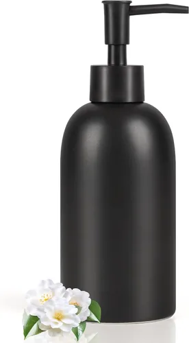 Vista 11 de Natheeph Dispensador de jabón de cerámica de 14 onzas, dispensador de jabón de cerámica, puede llenar líquido para baño/cocina (2 unidades, negro)