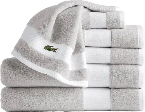 Vista 12 de Lacoste Sport Stripe - Juego de toallas de lujo de algodón (6 piezas) – Hecho con 100% algodón Supima suave, absorbente y de secado rápido, incluye