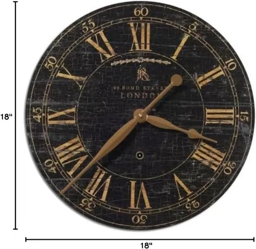 Vista 2 de Uttermost Bond Street Reloj de pared redondo negro de 18 pulgadas de ancho