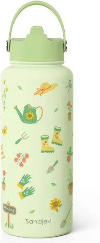 Vista 16 de Regalo de repostería para mujeres, botella de agua de acero inoxidable de 32 oz con tapa y popote, botellas aisladas estéticas de dulces, regalos