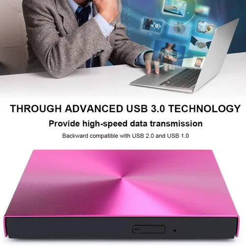 Vista 4 de Cuifati USB 3.0 Grabador externo de CD de DVD, reproductor de lector de aleación de aluminio, Plug and Play Slim Drive para PC Laptop Desktop