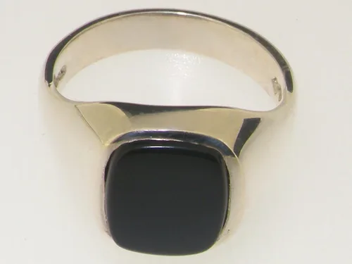 Vista 5 de Anillo de plata de ley 925 maciza de ónix natural para hombre, talla 6 a 13