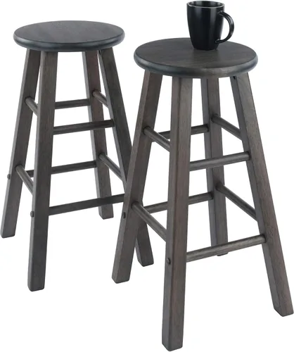 Vista 7 de Ergode Juego de taburetes de madera para mostrador, color gris ostra, juego de 2 piezas, madera maciza, capacidad de peso de 220 libras, estable