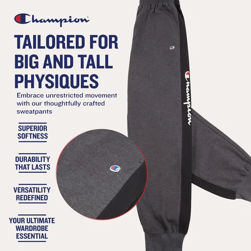 Vista 3 de Champion Pantalones deportivos para hombres grandes y altos - Joggers bordados de forro polar para hombre