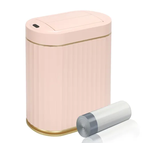 Vista 11 de ELPHECO - Cubo de basura de baño con tapa mariposa, papelero con sensor de movimiento para baño, papelera decorativa automática, accesorios de baño