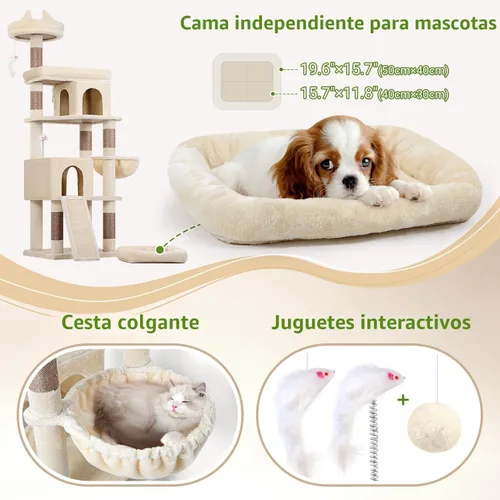 Vista 4 de Globlazer Árboles para Gatos de Servicio Pesado para Gatos Grandes, Árbol para Gatos Maine Coon Resistente de 72 pulgadas para Gatos Grandes de 20+