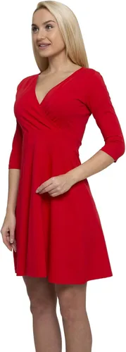 Vista 3 de Lunarable Vestido cruzado de manga larga para mujer, talla XL, rojo, Rojo, XL