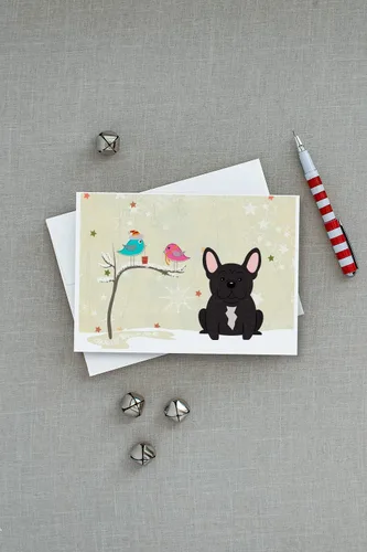 Vista 3 de Caroline's Treasures BB2481GCA7P - Tarjetas de felicitación y sobres de Navidad entre amigos, diseño de bulldog francés, paquete de 8 tarjetas